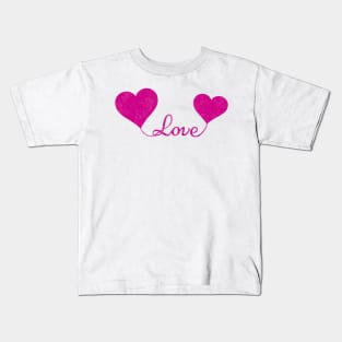 Love Between Two Hearts Magenta Kids T-Shirt